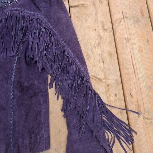 Vintage Scully Suede Leather Fringe Beaded Jacket Size Medium - Picture 11 of 12